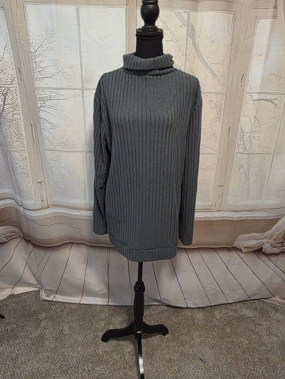 Kohl's Ribbed Turtleneck Sweater in Slate Gray